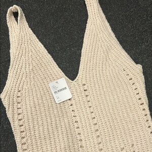 FP Cream Knit Crochet Bodysuit
